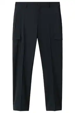 Wehkamp Mango Man slim cargobroek met wol donkerblauw aanbieding