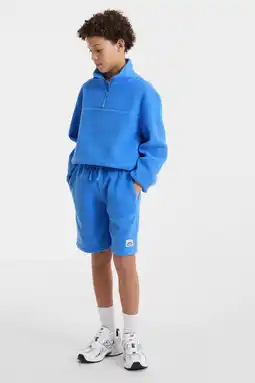 Wehkamp Anytime teddy fleece short blauw aanbieding