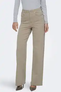 Wehkamp ONLY highwaist wide leg jeans beige aanbieding