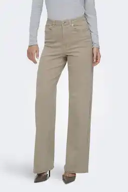 Wehkamp ONLY highwaist wide leg jeans beige aanbieding