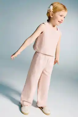 Wehkamp Mango Kids linnen mouwloze top lichtroze aanbieding