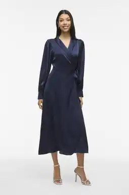 Wehkamp VILA wikkel-/overslagjurk marineblauw aanbieding