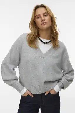Wehkamp VERO MODA gebreide trui grijs aanbieding