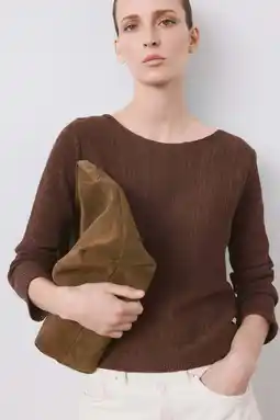 Wehkamp Mango pullover donkerbruin gebreid aanbieding