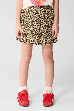 Wehkamp Shoeby strokenrok met panterprint lichtbruin aanbieding