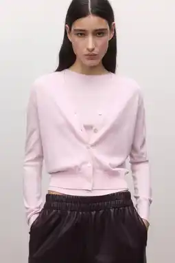 Wehkamp Mango vest met wol roze fijn gebreid aanbieding