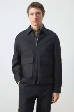 Wehkamp Mango Man jack met linnen donkerblauw aanbieding
