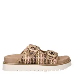 Wehkamp Nelson slippers met gehaakt beige/roze aanbieding
