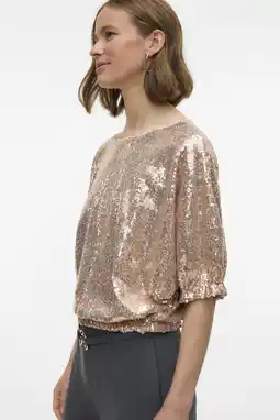 Wehkamp VERO MODA glitter top champagne met pailletten aanbieding