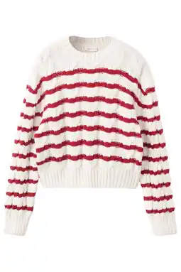 Wehkamp Mango Kids gestreepte trui wit met kabels aanbieding