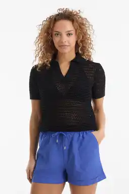 Wehkamp Anytime korte broek met linnen blauw aanbieding
