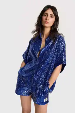Wehkamp Alix the Label blouse blauw met pailletten aanbieding