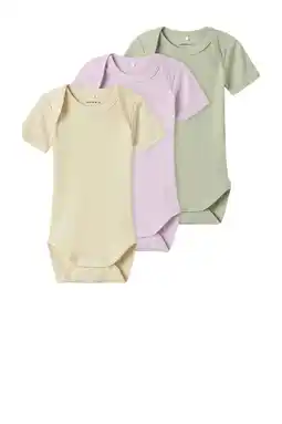 Wehkamp NAME IT BABY romper NBNBODY - roze/geel/groen (set van 3) aanbieding