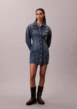 Wehkamp CALVIN KLEIN JEANS denim spijkerjurk medium blue denim aanbieding