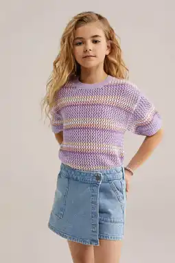 Wehkamp WE Fashion gebreide trui met strepen lila aanbieding