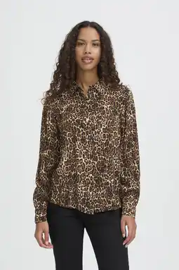 Wehkamp ICHI blouse met panterprint bruin aanbieding