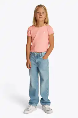 Wehkamp Tommy Hilfiger T-shirt zalm rib gebreid aanbieding
