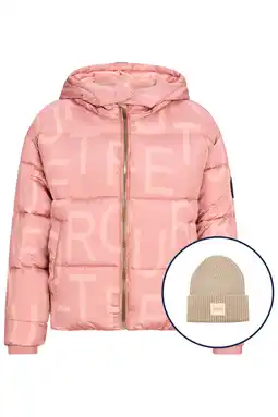 Wehkamp Retour Jeans gewatteerde jas roze + muts aanbieding