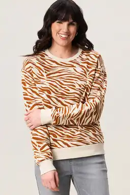 Wehkamp Miss Etam sweater met zebraprint oranje aanbieding