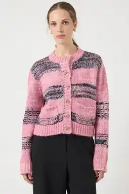 Wehkamp YAS gestreepte vest roze gebreid aanbieding