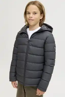 Wehkamp JACK & JONES JUNIOR gewatteerde jas gebreid zwart aanbieding