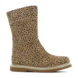 Wehkamp Shoesme suède laarzen met panterprint cognac/zwart aanbieding