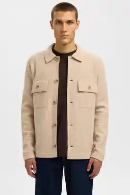 Wehkamp Selected wollen overshirt beige aanbieding