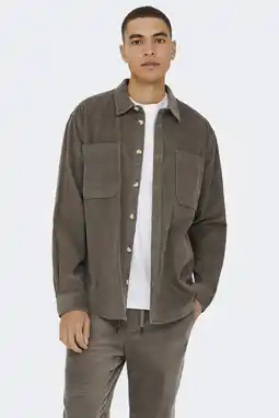 Wehkamp ONLY & SONS corduroy casual overhemd bruin aanbieding