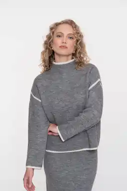 Wehkamp Geisha gebreide trui met wol grijs melange aanbieding