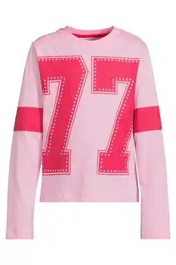 Wehkamp Coolcat longsleeve met letter 77 printopdruk Johanna roze aanbieding