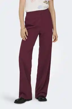 Wehkamp ONLY straight highwaist broek donkerrood aanbieding
