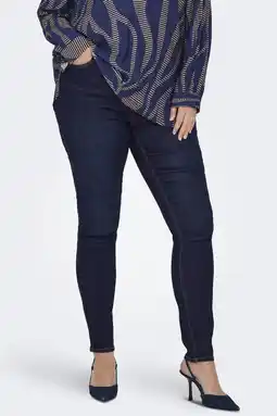 Wehkamp ONLY CARMAKOMA highwaist skinny jeans dark blue denim aanbieding