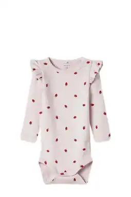 Wehkamp NAME IT BABY romper NBFFILLY met ruches lichtroze/rood aanbieding