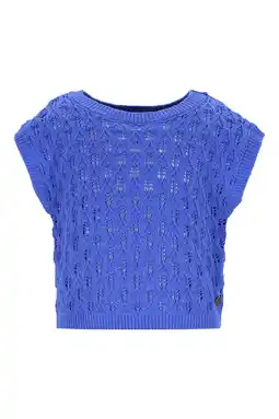 Wehkamp Like Flo top blauw grof gebreid aanbieding