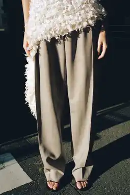 Wehkamp Mango wide leg lowwaist pantalon met wol grijsbruin aanbieding