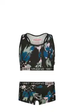 Wehkamp Vingino bh top + short zwart/blauw aanbieding