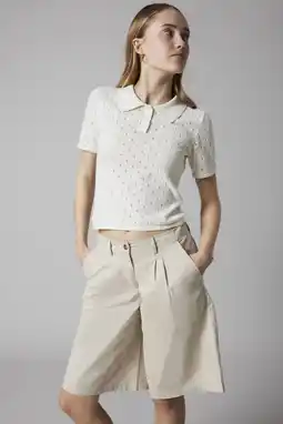 Wehkamp LMTD polo ecru gebreid aanbieding