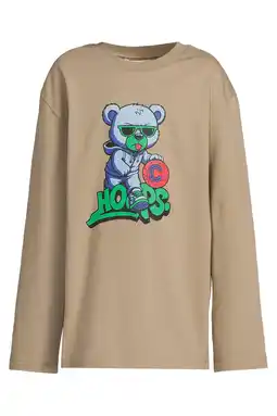 Wehkamp Coolcat oversized longsleeve met beer printopdruk Corey donkerzand aanbieding
