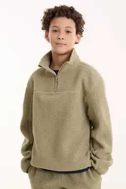 Wehkamp Anytime teddy fleece schipperstrui khaki aanbieding