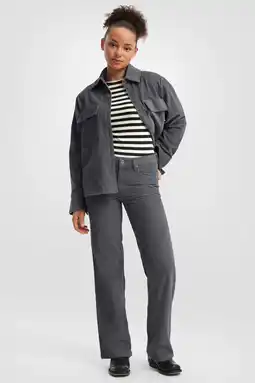 Wehkamp QS corduroy wide leg regularwaist broek antraciet aanbieding