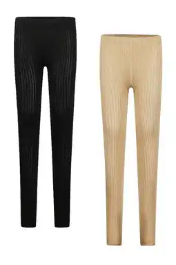 Wehkamp Koko Noko Legging ribgebreid - beige/zwart (set van 2) aanbieding