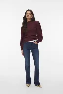 Wehkamp VERO MODA gebreide trui donkerrood aanbieding