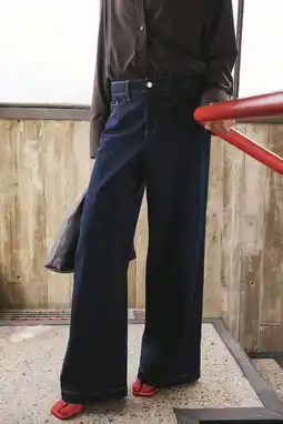 Wehkamp Mango flared jeans dark blue denim aanbieding