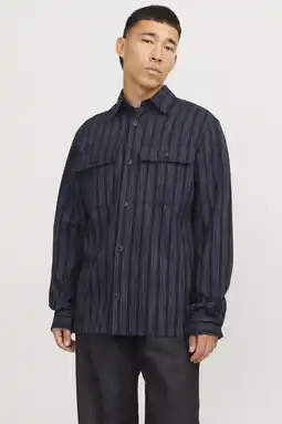 Wehkamp JACK & JONES PREMIUM linnen comfort fit overshirt donkerblauw aanbieding