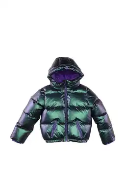 Wehkamp Z8 kids gewatteerde winterjas Melita metallic look groen/paars aanbieding