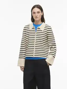 Wehkamp ROUGE EDIT gestreepte vest donkerbruin gebreid aanbieding