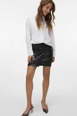 Wehkamp VERO MODA imitatieleren rok zwart aanbieding