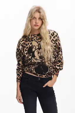 Wehkamp Desigual gebreide trui met panterprint bruin aanbieding