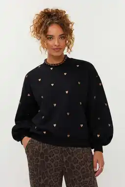 Wehkamp Ydence sweater met hartjes zwart aanbieding