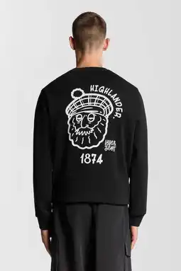 Wehkamp Lyle & Scott sweater met backprint zwart aanbieding